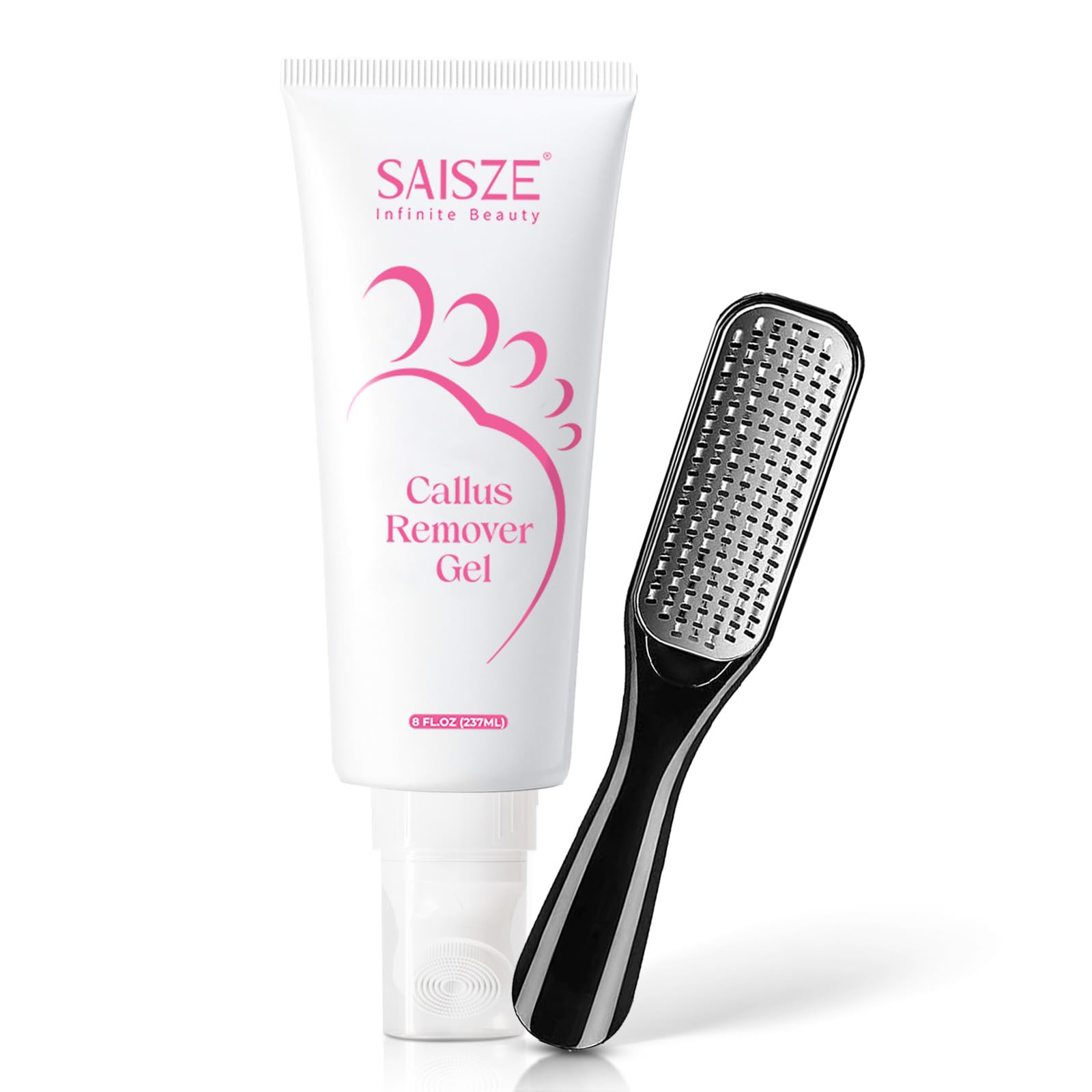 SAISZE Foot Callus Remover with Foot File, Extra Strength Callus Remover Gel with Brush Head, Professional Dead Skin Removal for