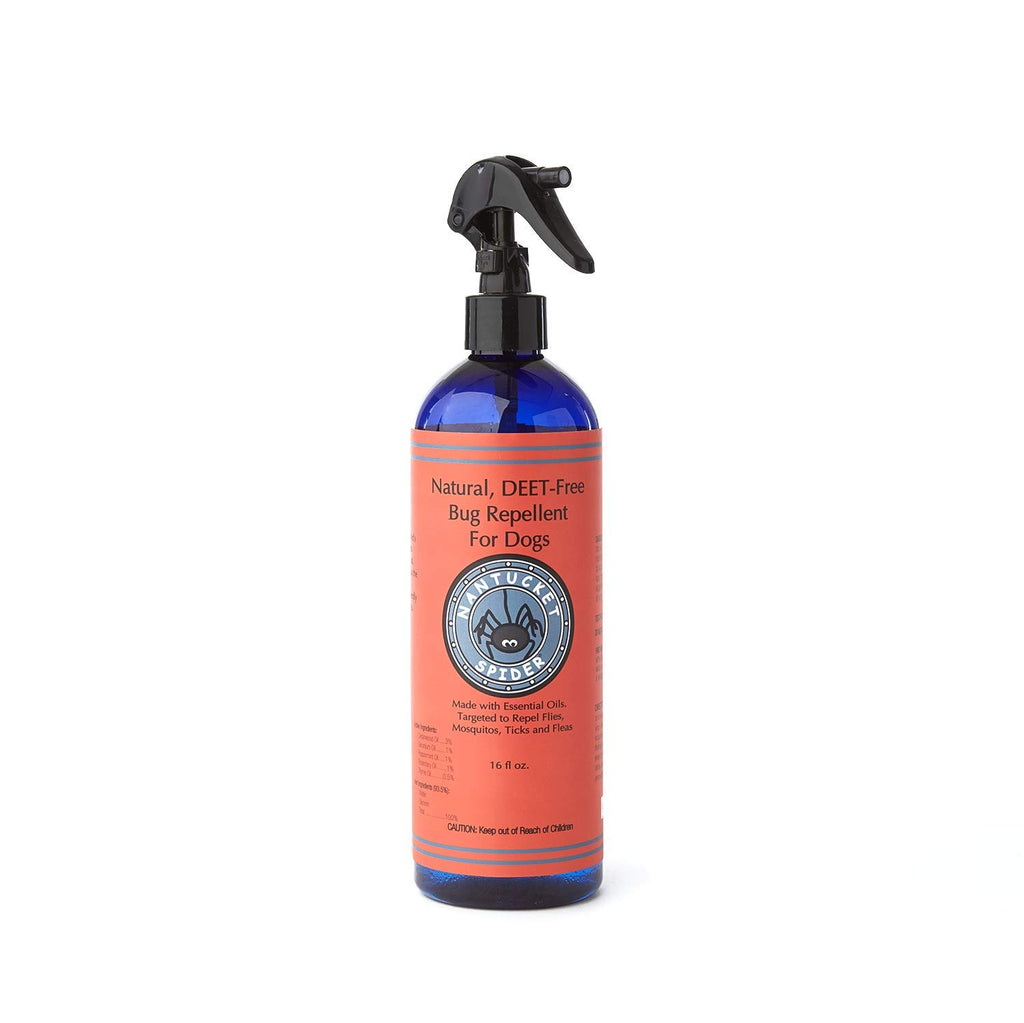 Nantucket Spider Natural Bug Repellent for Dogs | DEET-Free with Organic Essential Oils | Repels Mosquito, Flies, Ticks and Flea