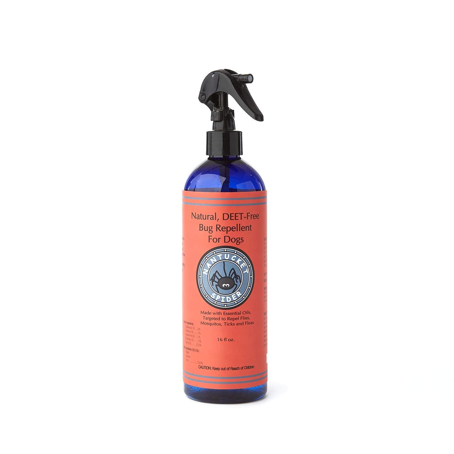 Nantucket Spider Natural Bug Repellent for Dogs | DEET-Free with Organic Essential Oils | Repels Mosquito, Flies, Ticks and Flea