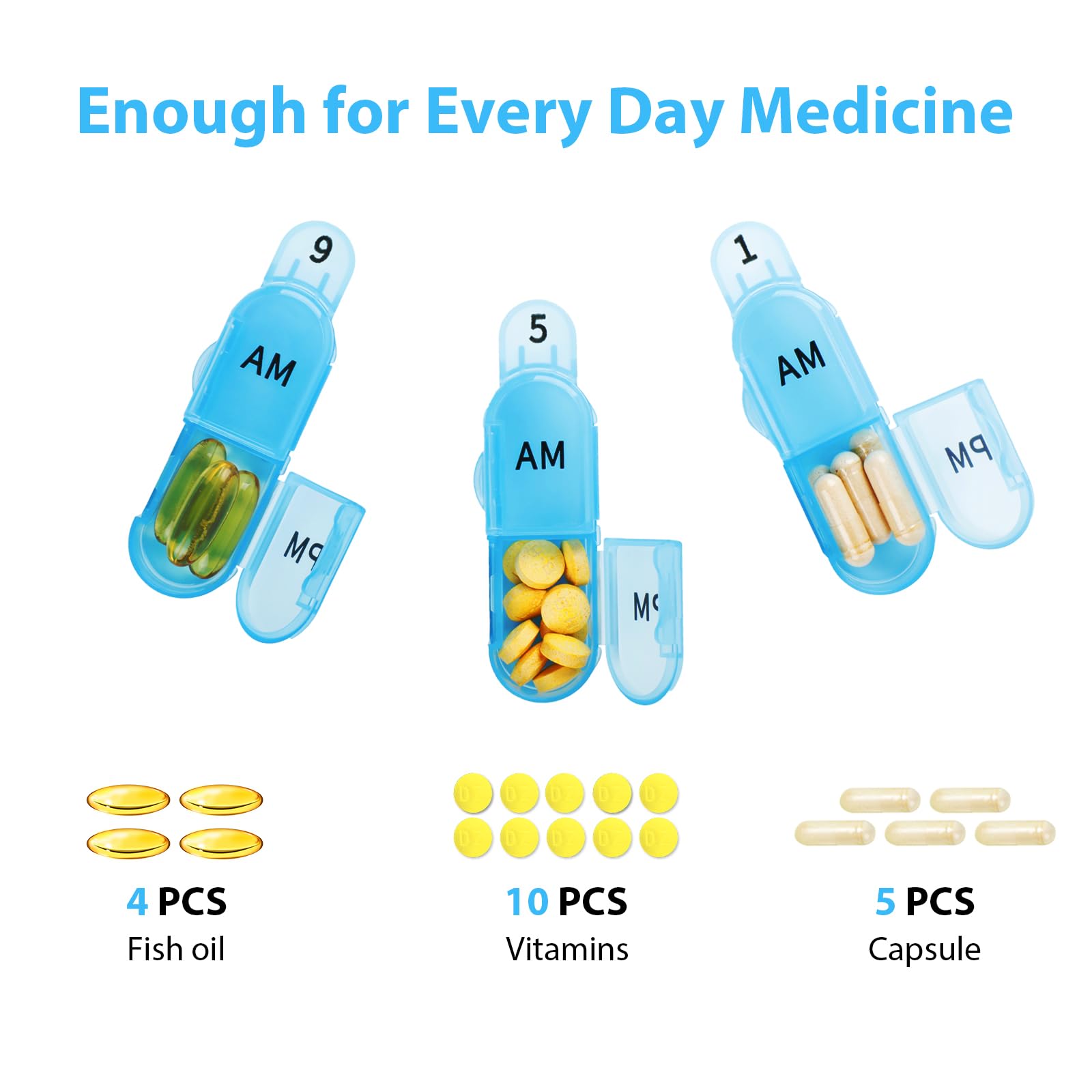 Daviky Monthly Pill Organizer 2 Times a Day, 30 Day Pill Box AM PM with Separate Container, One Month Medicine Case Twice a Day