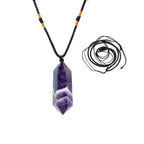 Runyangshi Dream Amethyst Healing Crystal Pendants, Double Pointed Natural Crystal Quartz Necklace 6 Faceted Chakra Crystal Wand