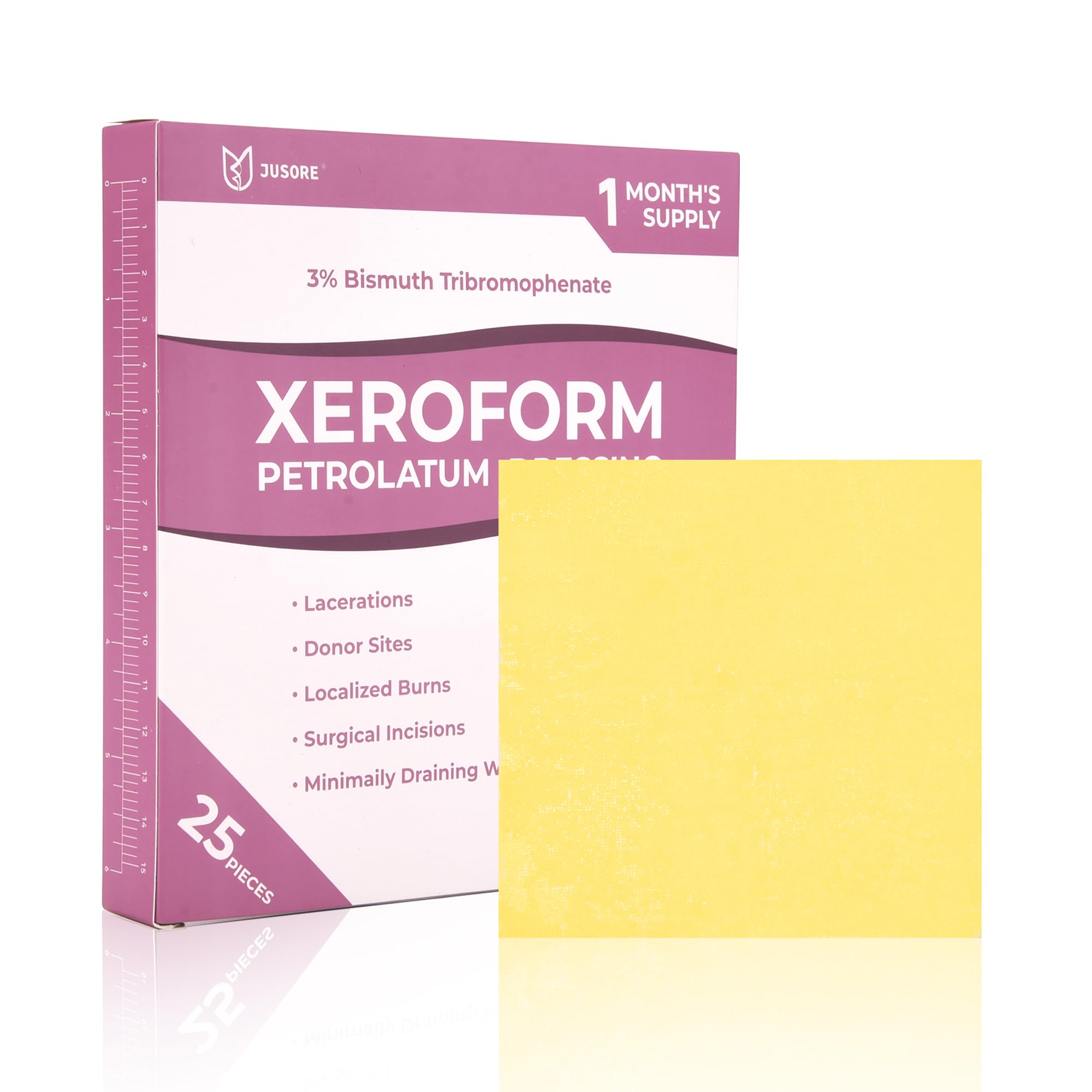 JUSORE Xeroform Petrolatum Dressing 4x4 - FSA-HSA, Non Stick Gauze Pads, Medical Soft Fine Mesh Gauze Patch for Wound Care, Burn