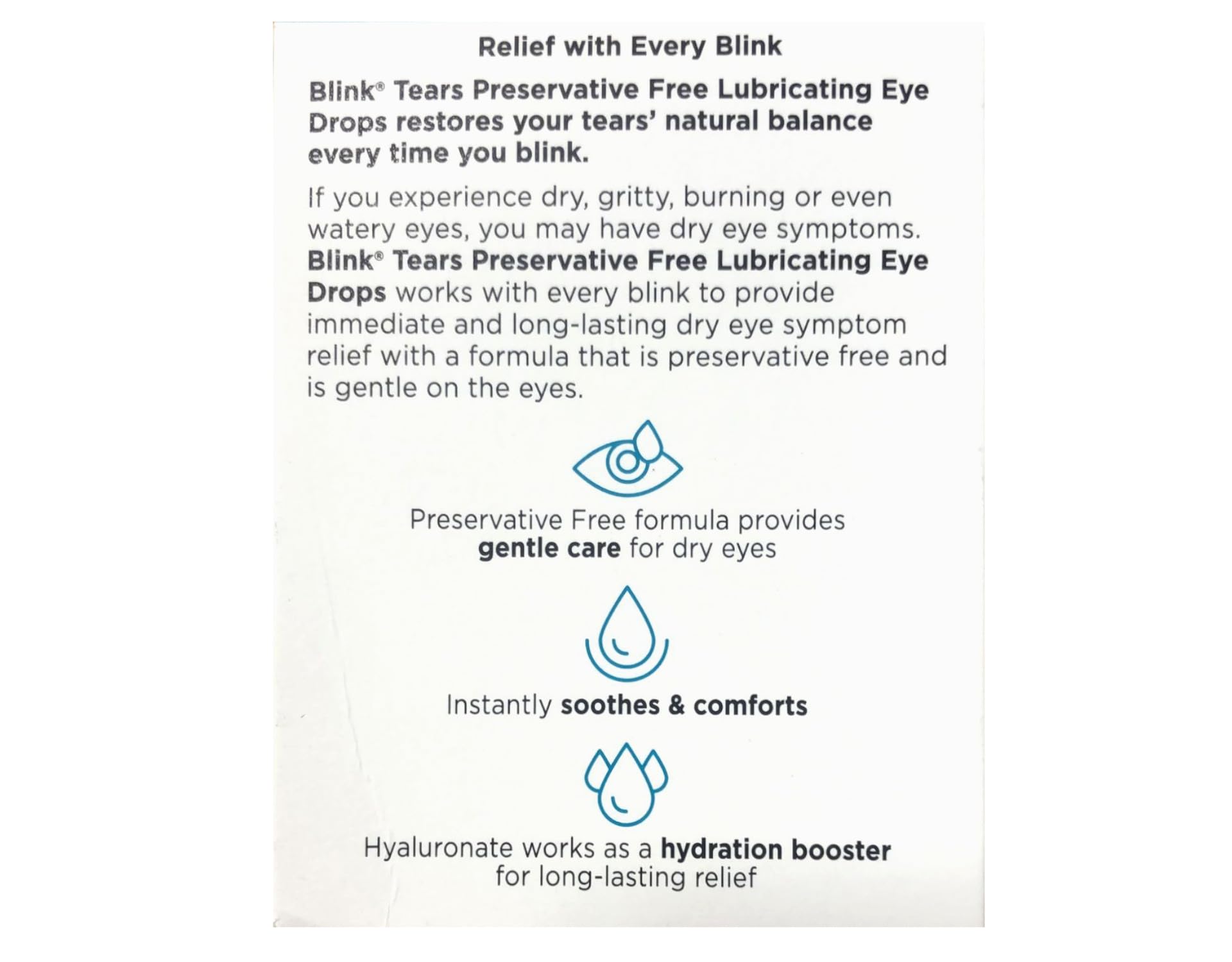 BLINK Tears Eye Drops for Dry Eyes, Preservative Free Lubricating Eye Drops, Sterile Single Use Vials, Gentle Eye Care for Mild