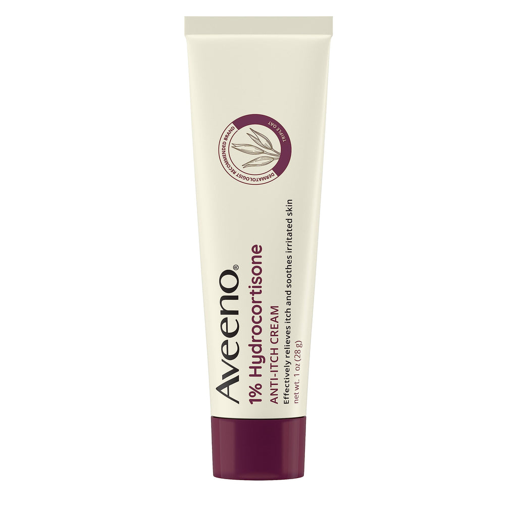 Aveeno Maximum Strength 1% Hydrocortisone Anti-Itch Cream with Pure Oat Essence, Triple Oat Complex, Aloe & Vitamin E, for Itch,