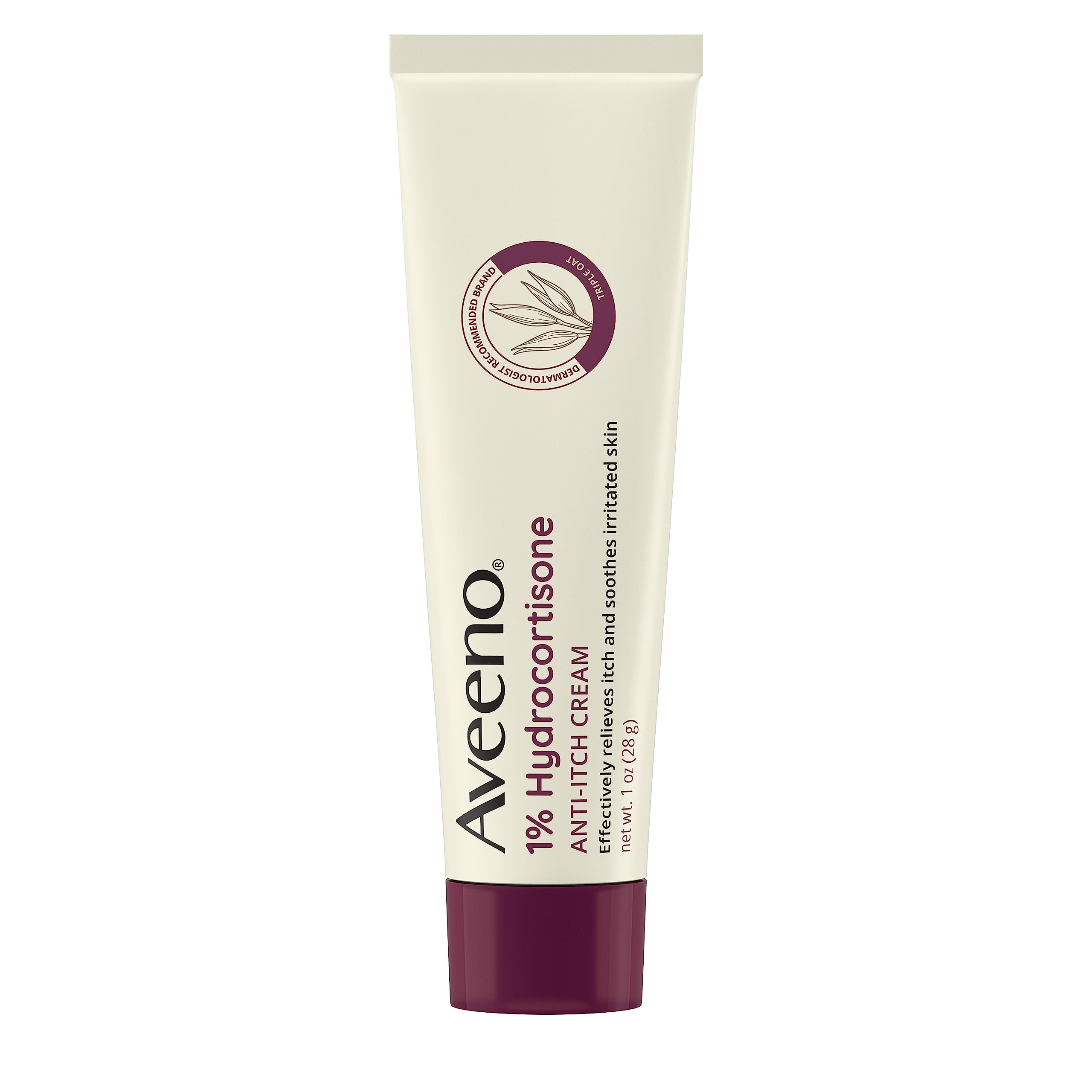 Aveeno Maximum Strength 1% Hydrocortisone Anti-Itch Cream with Pure Oat Essence, Triple Oat Complex, Aloe & Vitamin E, for Itch,