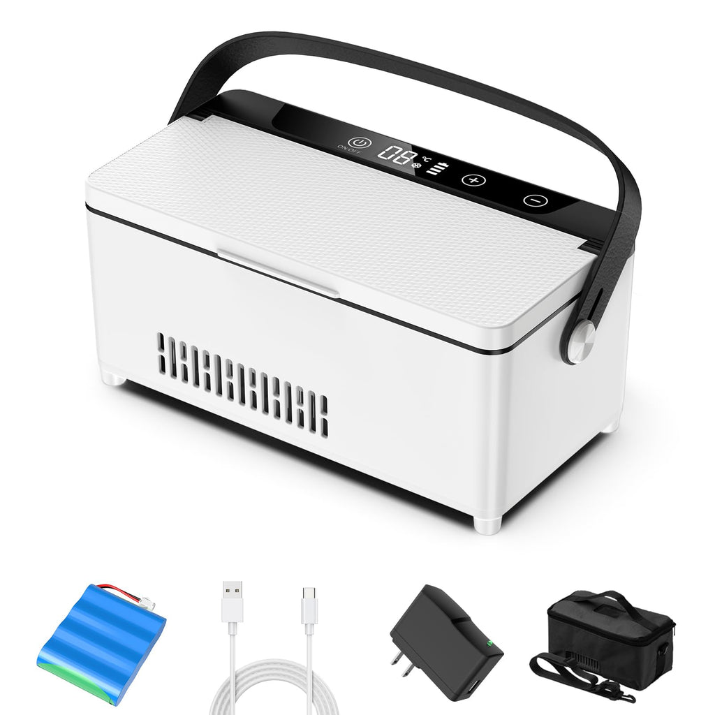QIRDLP insulin fridge medcine cooler trave case with handle 2~8C Keep Cooling with LED Display, Travel Medical Cooler Box with H