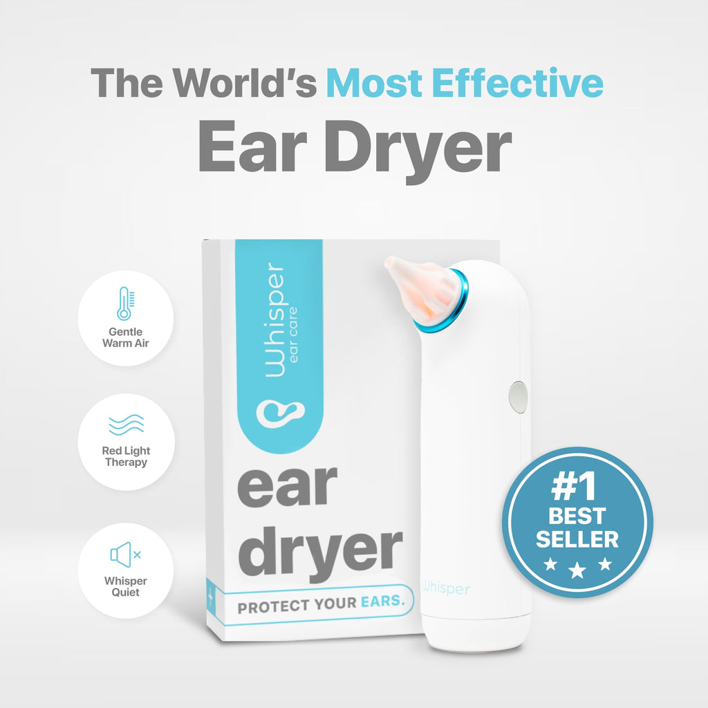 Ear Dryer | USA | Rechargable Ear Water Drying Aid with Red Light Therapy Delivers Gentle Warm Air to The Ear to Combat Annoying