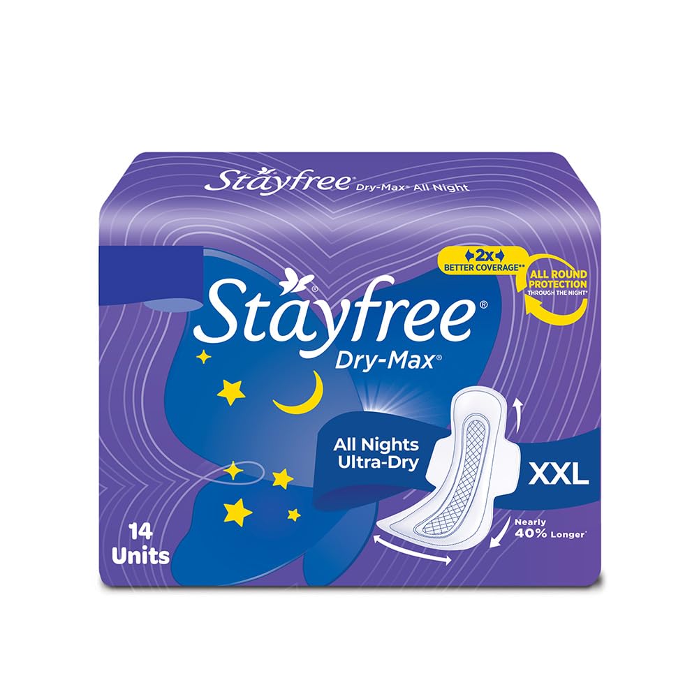 Stayfree Dry Max All Night Sanitary Napkins (Pack Of 14)