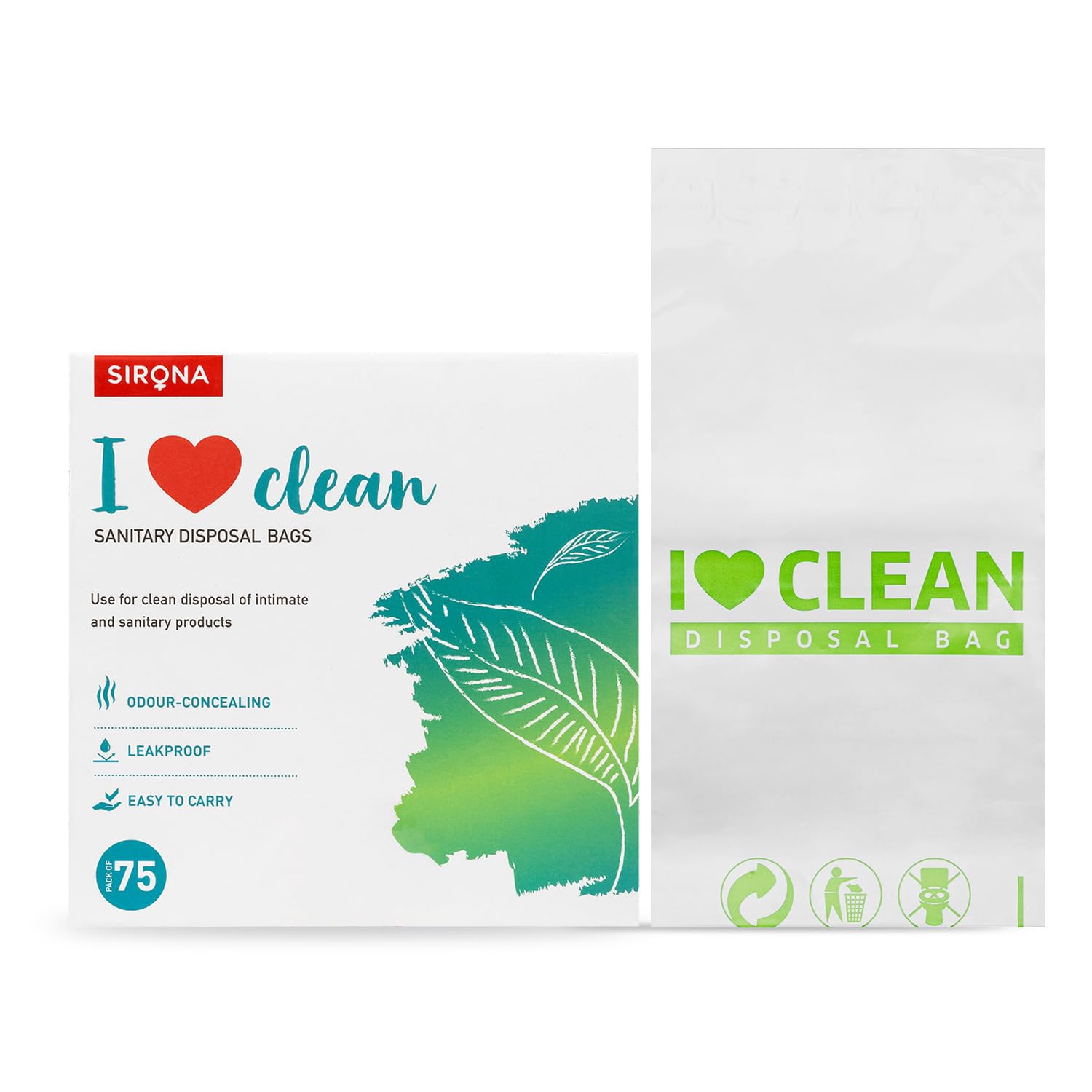 Sirona Personal Disposal Bags - 75 Bags for Discreet Tampons, Sanitary Pads/Napkin, Panty Liners, Tampons & Condoms | Menstrual 