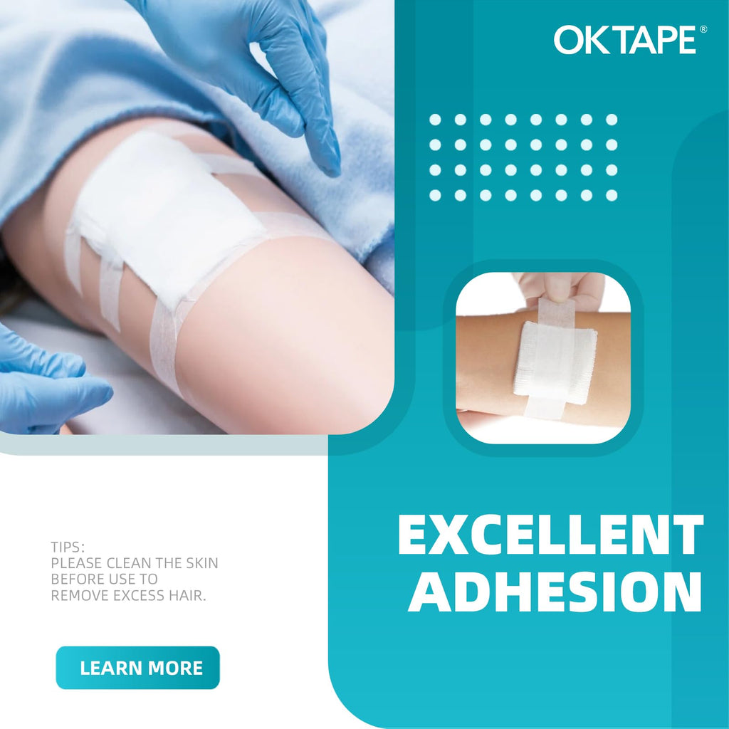 OK TAPE OKPore Medical Surgical Tape Nonwoven (Pack of 24) - First Aid Surgical Tape Hypoallergenic and Breathable for Wound Dre