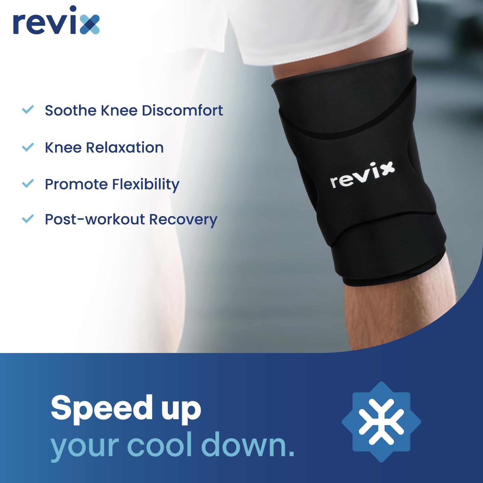 REVIX 3D Knee Ice Pack Wrap, Flexible Ice Compression Knee Sleeve with Innovative Dual-layer Gel, Reusable ice sleeve for knee,