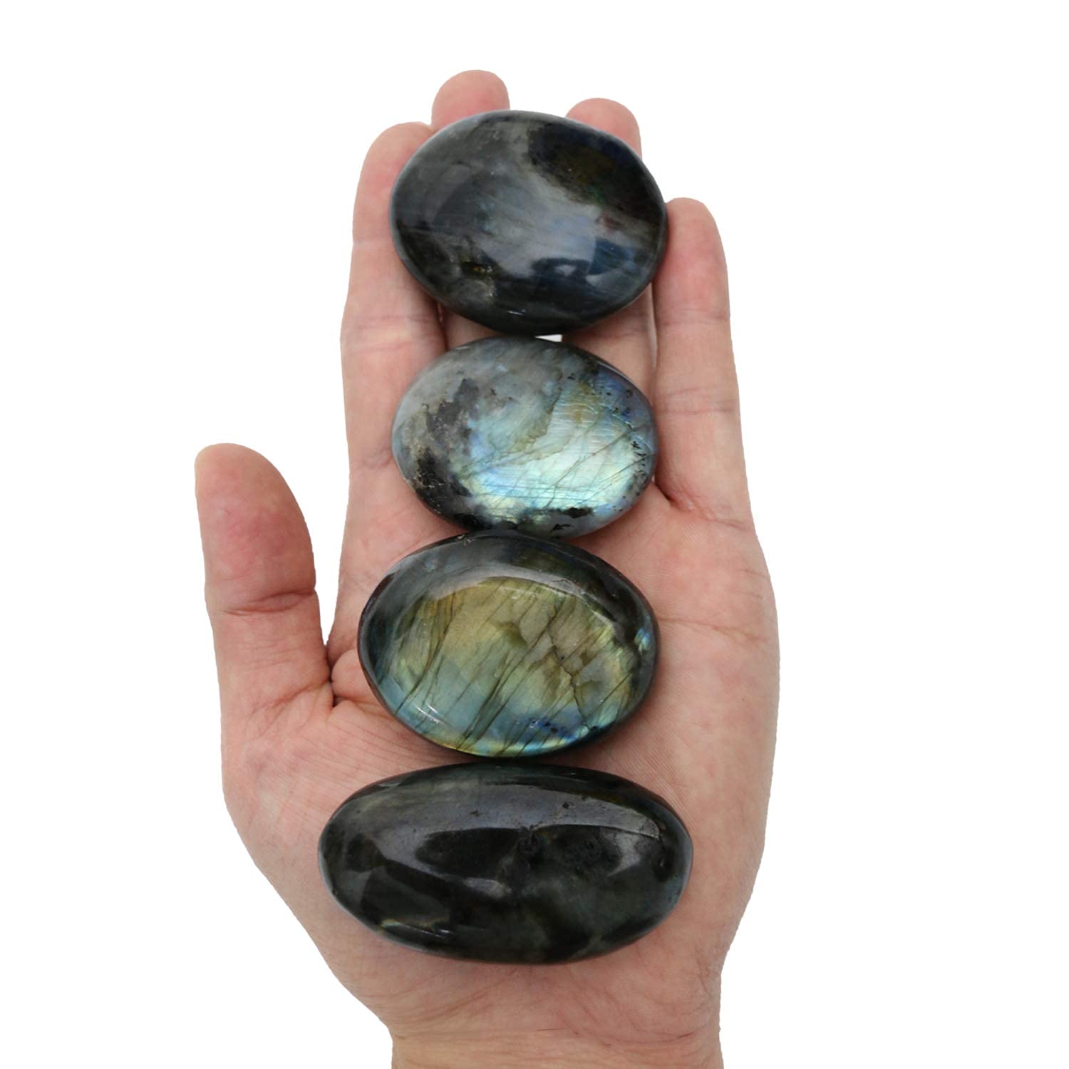 Nvzi Labradorite Crystal, Labradorite Tumbled Stone, Palm Stone, Worry Stones for Anxiety, Healing Crystal Gemstones, Crystals a