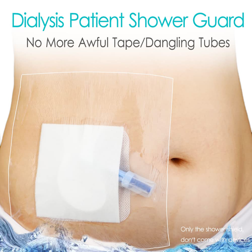 14 Pcs Waterproof Dialysis Catheter Shower Cover with Non-Stick Center Pad for Central Line Chest Chemo Port, 10x12 Large Wound