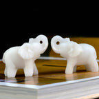 Ytbeoxk 1.8 Inch White Jade Elephant Crystal Decor, Healing Crystal Cute Figurines,White Elephant Gemstones Decorations Statue,