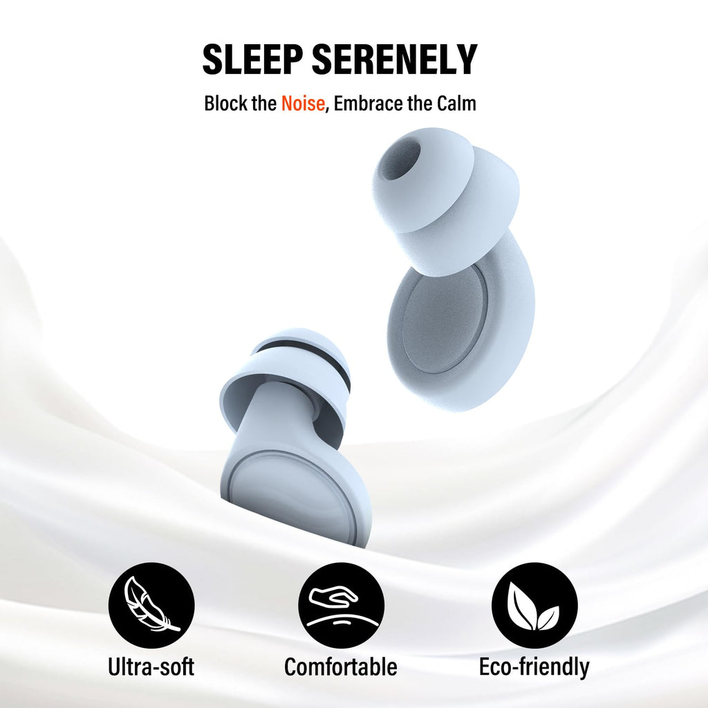 Ear Plugs for Sleeping Noise Cancelling - 35dB Reusable Ear Plugs with 7 Eartips and Carry Case - Flexible Hearing Protection