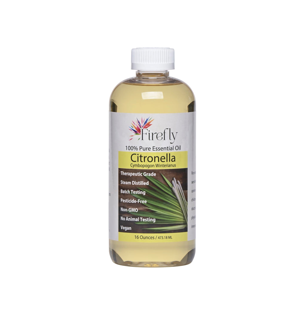 Firefly Bulk, 16 Ounces 100% Pure Kosher Undiluted Citronella Essential Oil - GC/MS Batch Tested for Purity - Non-GMO Steam Dist