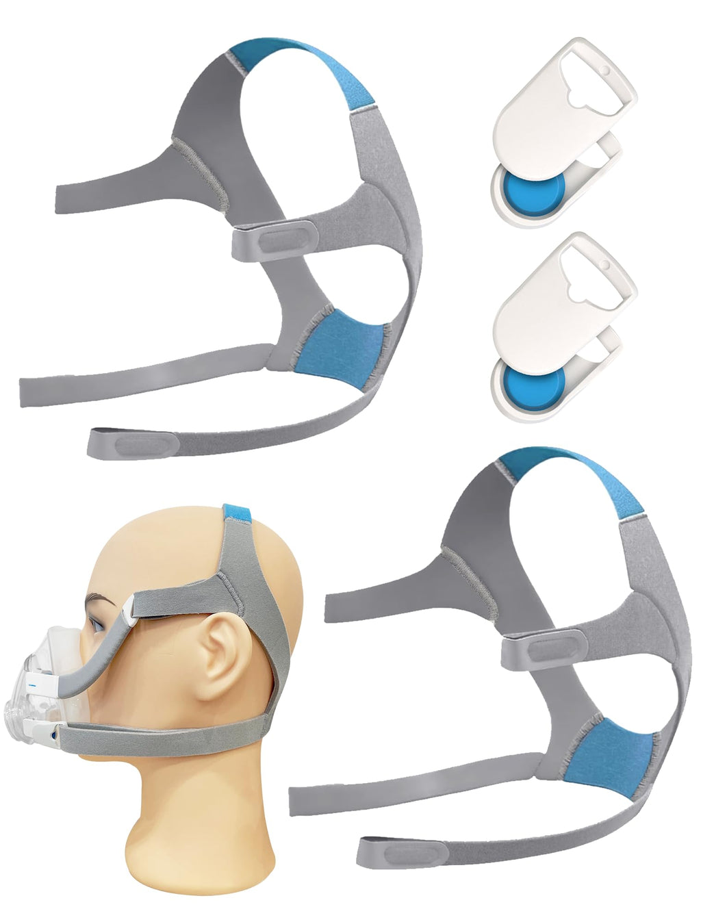 2 Packs F20 Replacement Headgear Compatible with F20 Full-face Mask, Include 4 Magnetic Clips+4 Headgear Straps (Small For Her)