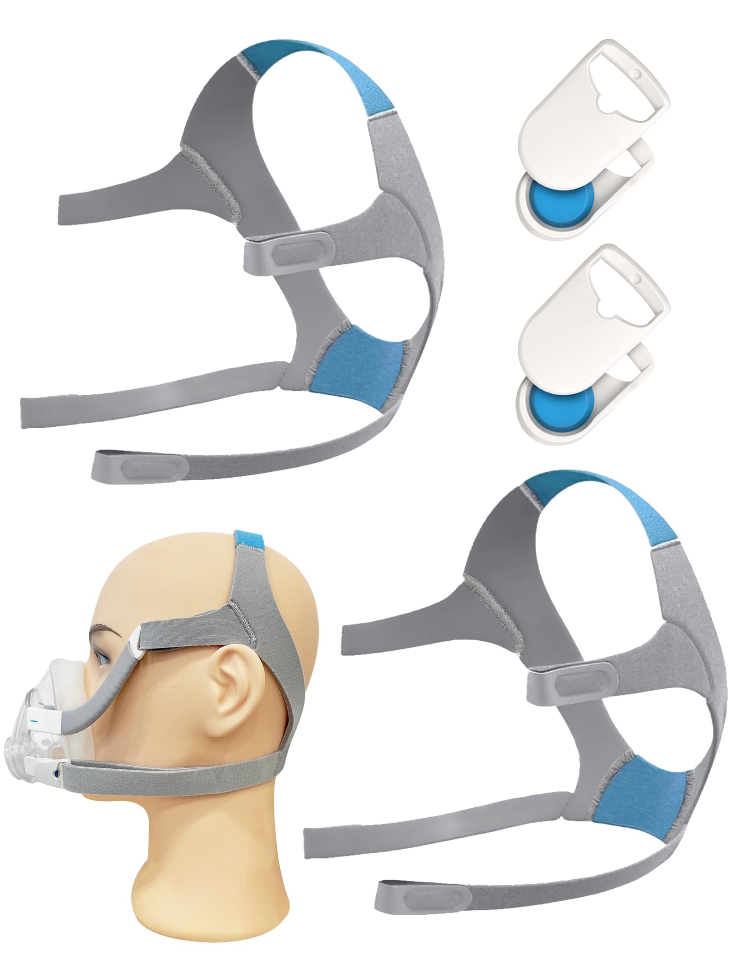 2 Packs F20 Replacement Headgear Compatible with F20 Full-face Mask, Include 4 Magnetic Clips+4 Headgear Straps (Small For Her)