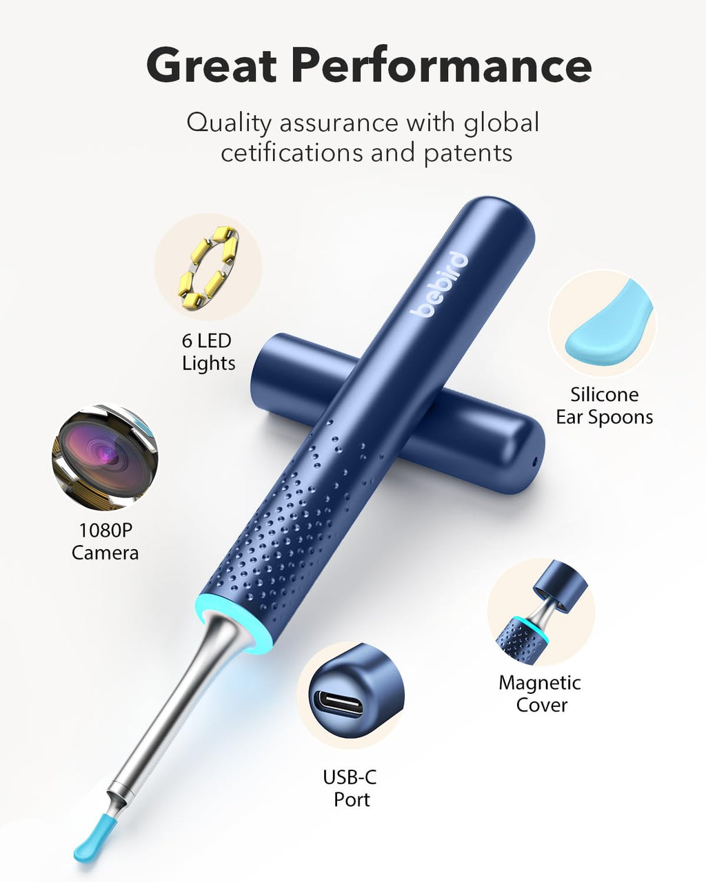 Bebird M9 Ear Care Wax Removal Tool Camera Cleaning Kit- Wireless Cleaner Ear Viewing Scope OTO-Scope with Camera & Light - Vide