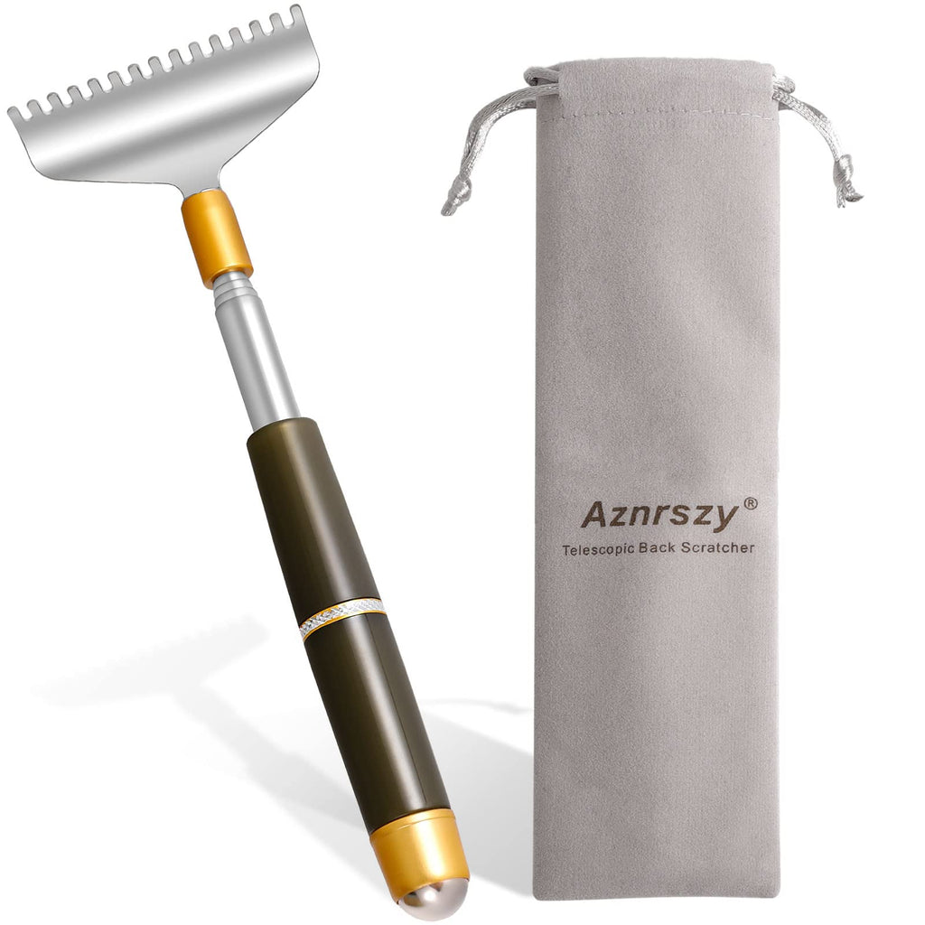Aznrszy Large Back Scratcher for Women Men Extendable, Extra Wide Claw/Anti-Slip Long Handle/Massage Roller, Portable Metal Head