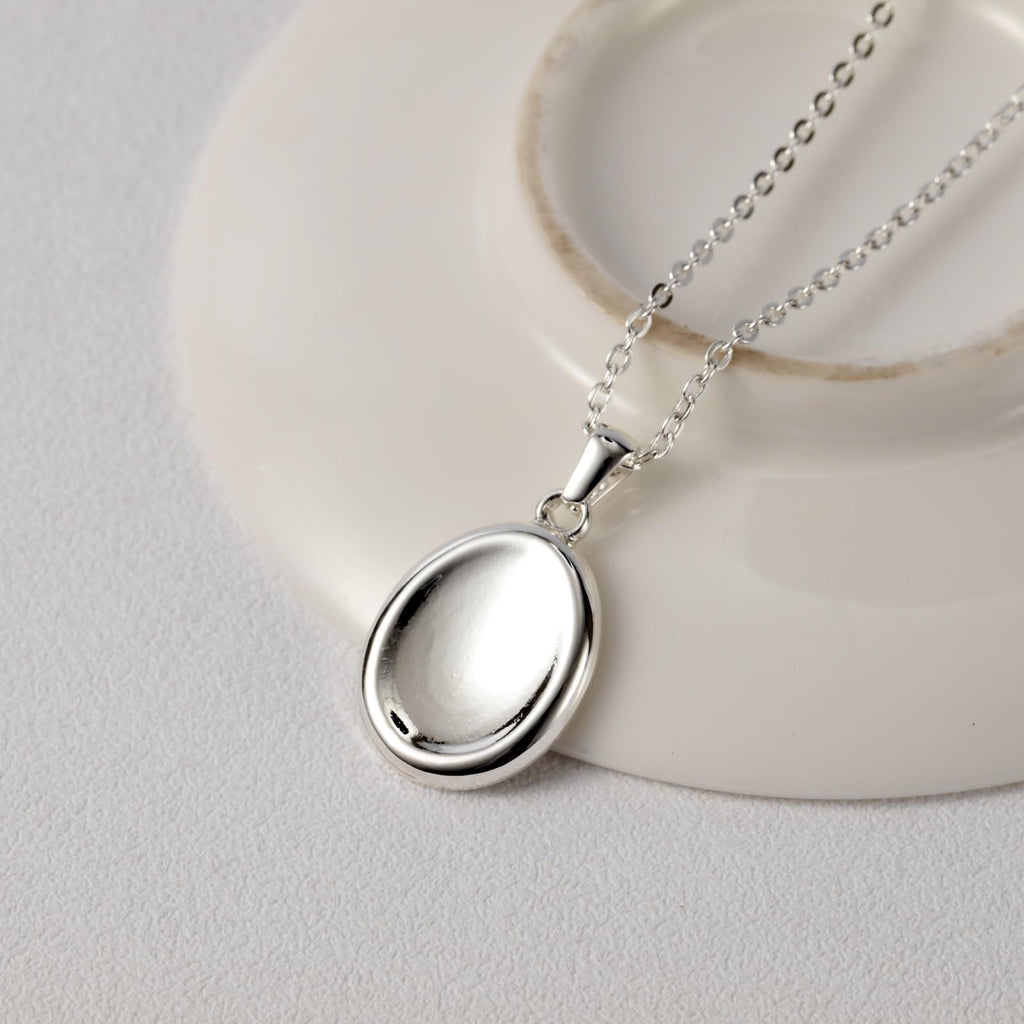 B BBPM Worry Stone Necklace Silver Necklace for Women Fidget Jewelry Anxiety Relief Peaceful Thumb Pendant Necklace Meditation R