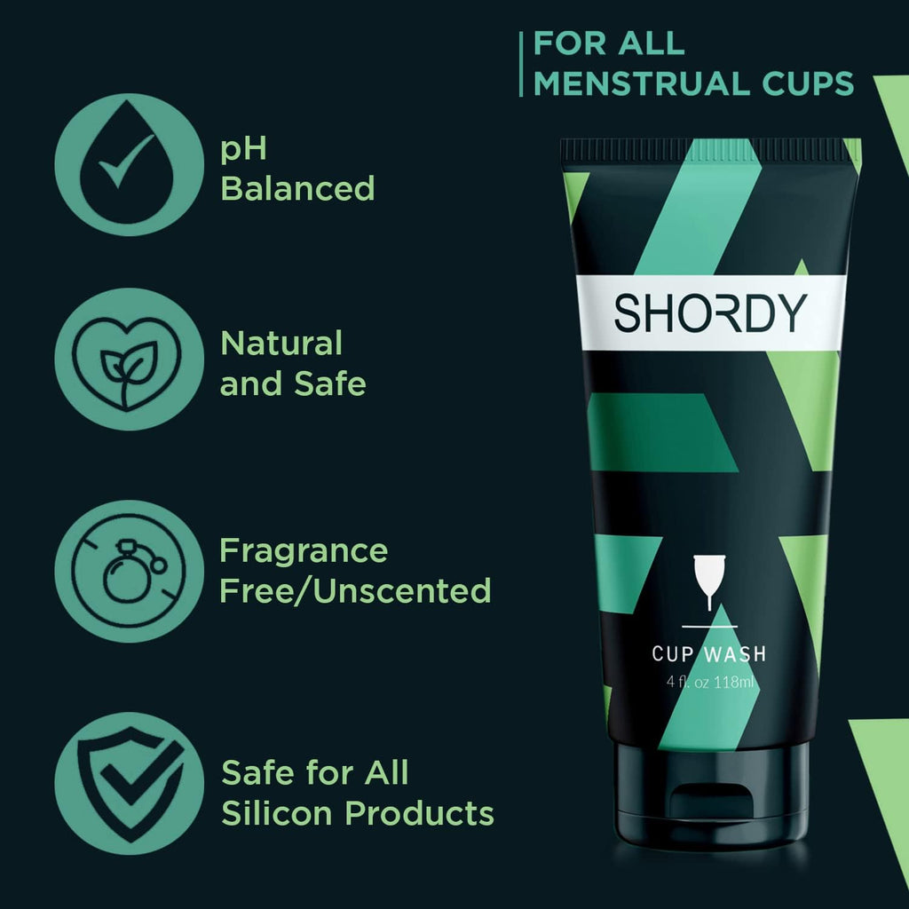 SHORDY Menstrual Cup Wash & Cleaner - pH-Balanced, Unscented Feminine Cleanser for Period Cups & Discs | Natural Silicone Soap,