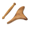 Honbay 2PCS Reflexology Tools Wood Body Massager Triangle Gua Sha Board Scraping Board Foot Massage Stick Tool Head Neck Hand Wa