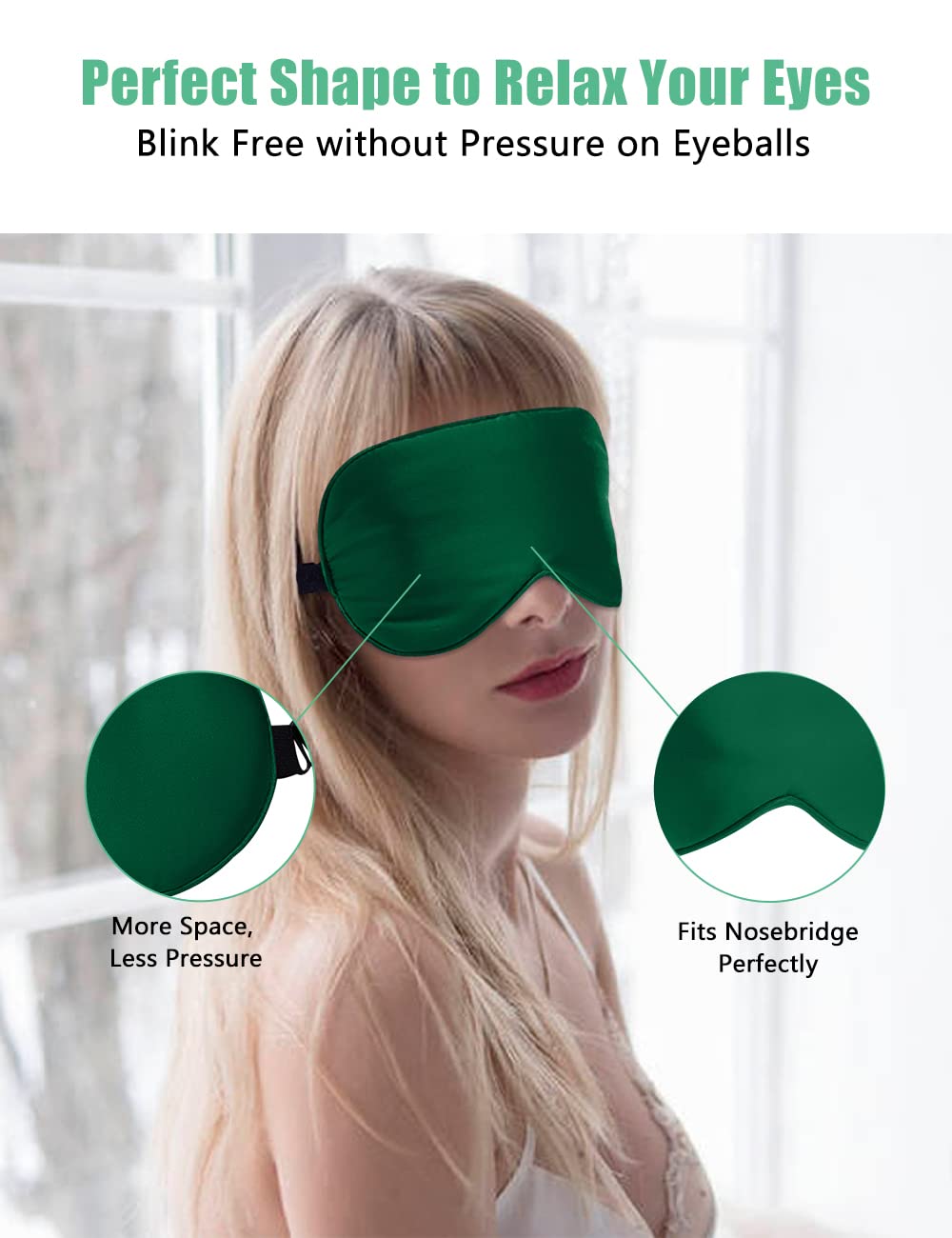 BeeVines Sleep Mask, 2 Pack 100% Real Natural Pure Silk Eye Masks with Adjustable Strap for Sleeping, Mulberry Silk Eye Shade Co