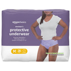 Amazon Basics Incontinence Underwear for Women, Protective, Disposable, Postpartum, Maximum Absorbency, Medium, Lavender, 20 Cou