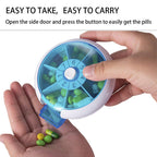 Medicine Pill Organizer, SZREDU Round Pill Box,Daily Pill Case 1 Time a Day,Rotating Pill Cases Organizers 7 Day,Weekly Vitamin