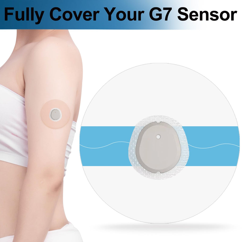 Kuruyo 60Pcs G7 Sensor Covers Waterproof Adhesive Patches Precut Transparent stelo Overpatch Hypoallergenic Latex Free Strong Ad