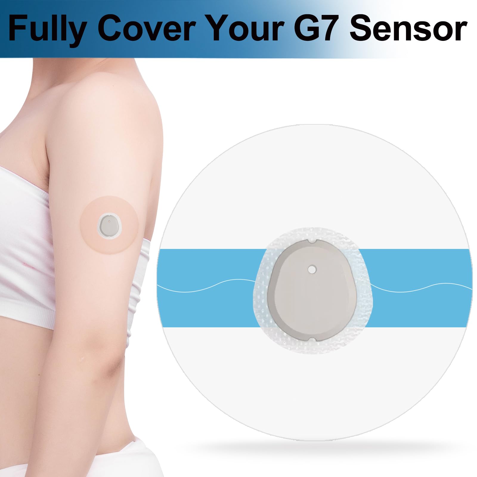 Kuruyo 60Pcs G7 Sensor Covers Waterproof Adhesive Patches Precut Transparent stelo Overpatch Hypoallergenic Latex Free Strong Ad