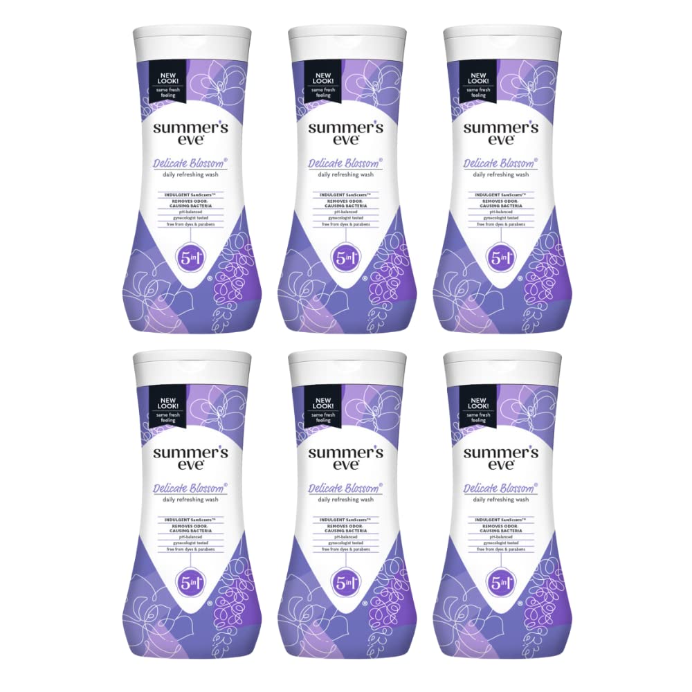 Summers Eve Delicate Blossom Feminine Cleansing Wash, Daily Intimate Wash, Removes Odor, pH Balanced, Gentle for Sensitive Skin