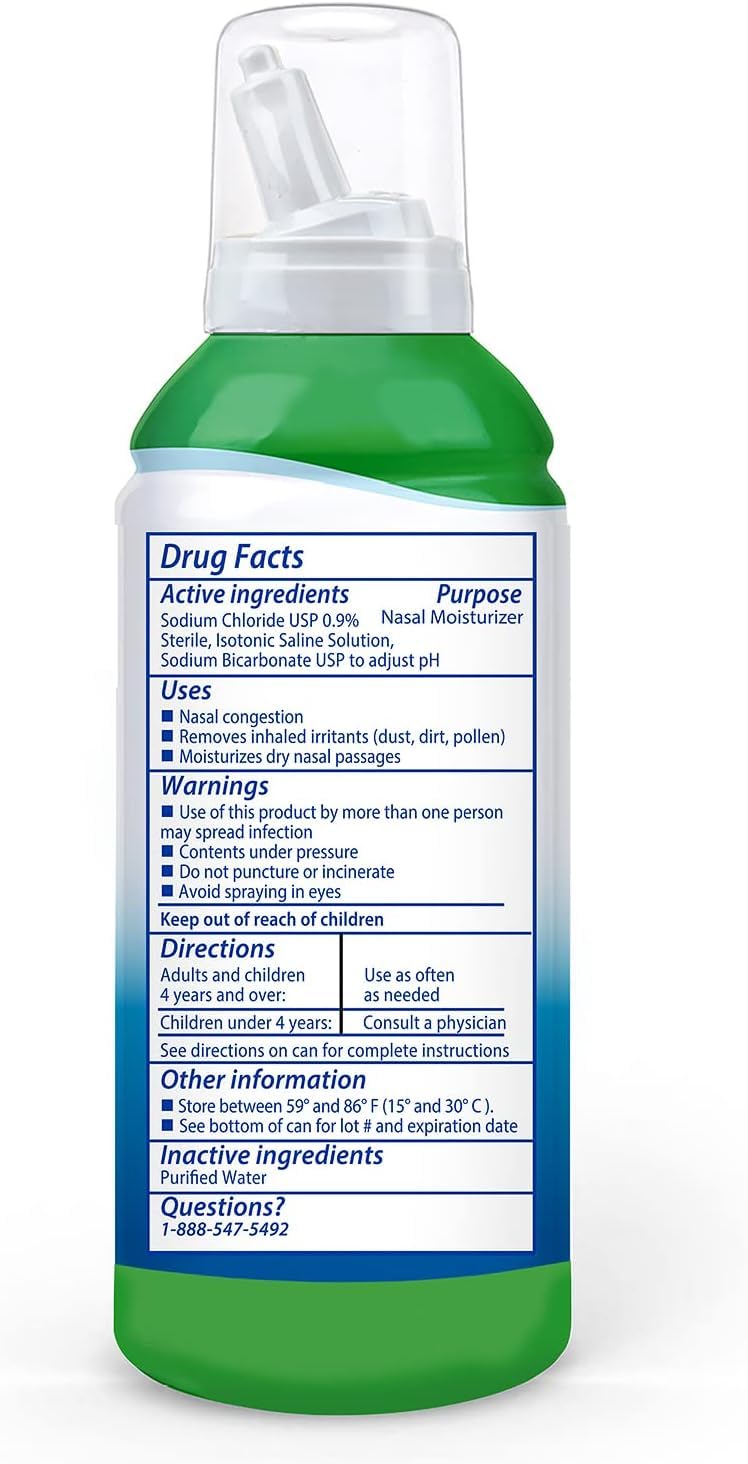 SinuCleanse Daily Care Sterile Saline Nasal Spray, Ultra Fine Mist, Instantly Moisturizes & Relieves Everyday Nasal Congestion D