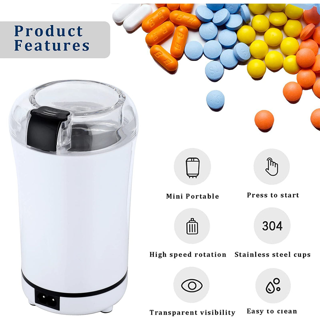 Multifunctional Electric Pill Crusher Grinder- Grind The Medicine and Vitamin or Coffee Beans Tablets of Different Sizes into Fi
