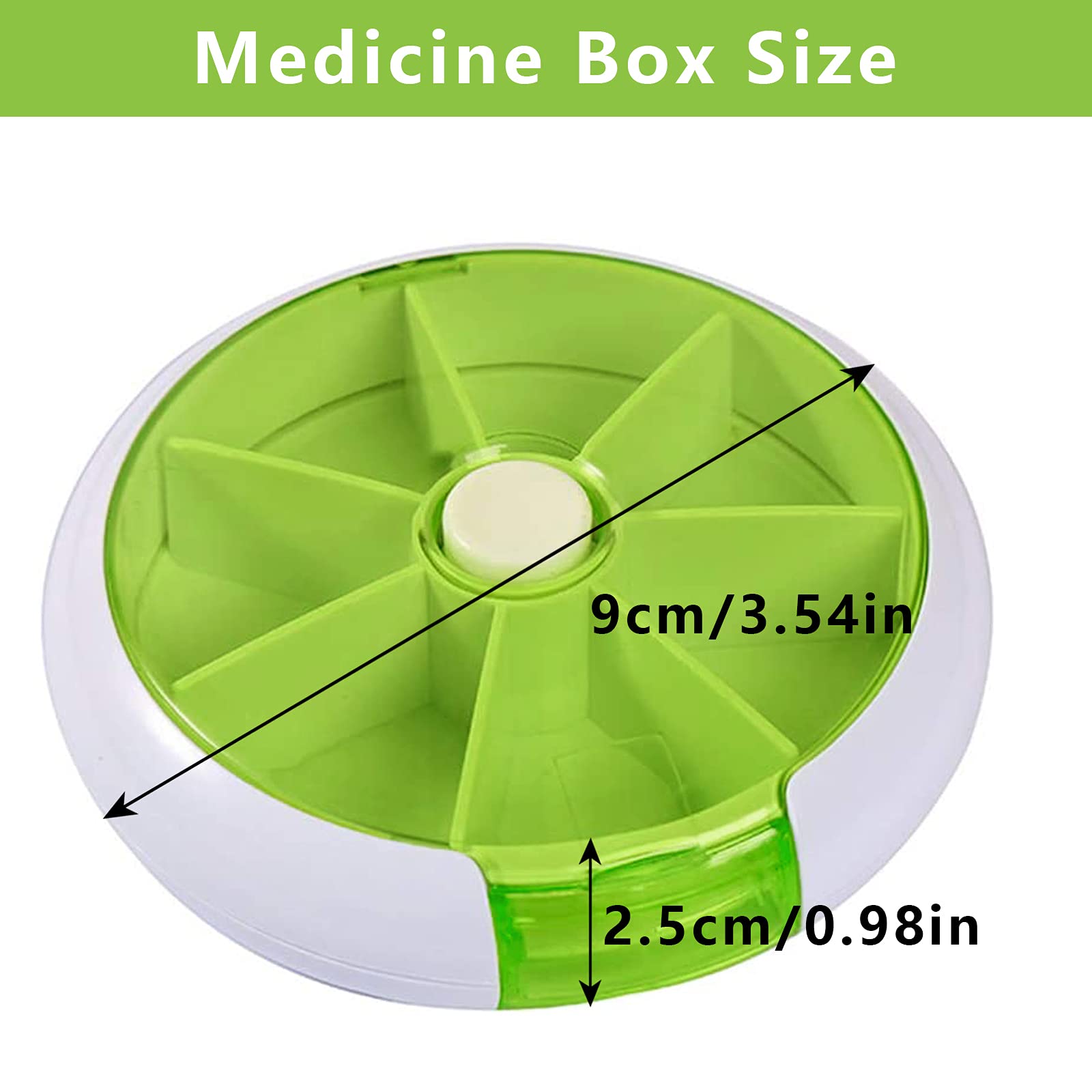 Pill Organizer Weekly 3PCS,INVODA Pill Case 7 Day 3 Times Medicine Pill Dispenser,Push Button Rotate Pill Planner with 7 Compart