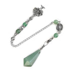PESOENTH Natural Green Aventurine Jade Dowsing Pendulum Crystal Scrying Divination Healing Gemstone Hexagonal Pointed Chakra Tre