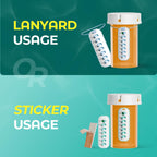 Odaro 4 Pack Pill Reminder, Lanyad or Sticker Pill Tracker, Work with Most Pill Bottles, Reusable Medication Tracker Replacement