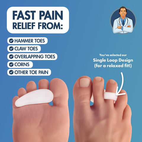 Dr. Frederick's Original Hammer Toe Gels - 2 Pairs - Hammertoe Support Crest for Women & Men - Cushion & Temporary Splint for To