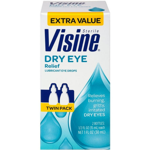 Visine Dry Eye Relief Lubricant Eye Drops 2 x 0.5 oz (4 Pack)