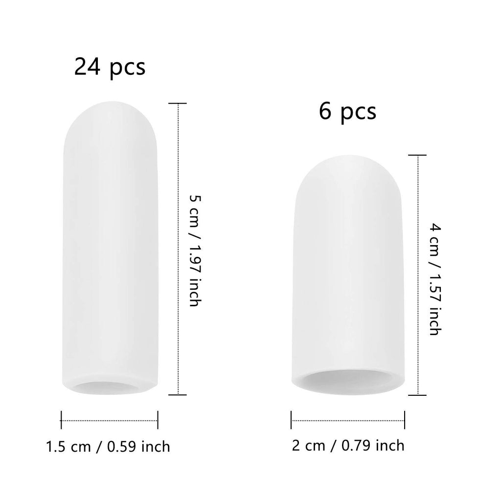 Frienda 30 Pieces Gel Finger Protector Cots Silicone Cover Cap Sleeves for Finger Cracking Trigger Support(White)