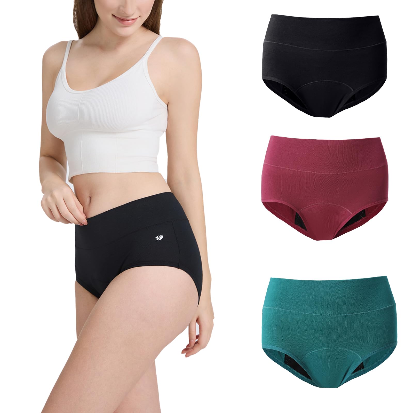Incontinence Underwear for Women, Leakproof High Waisted Underwear for Bladder Leakage, Soft Reusable Period Panties, 3Pack XL