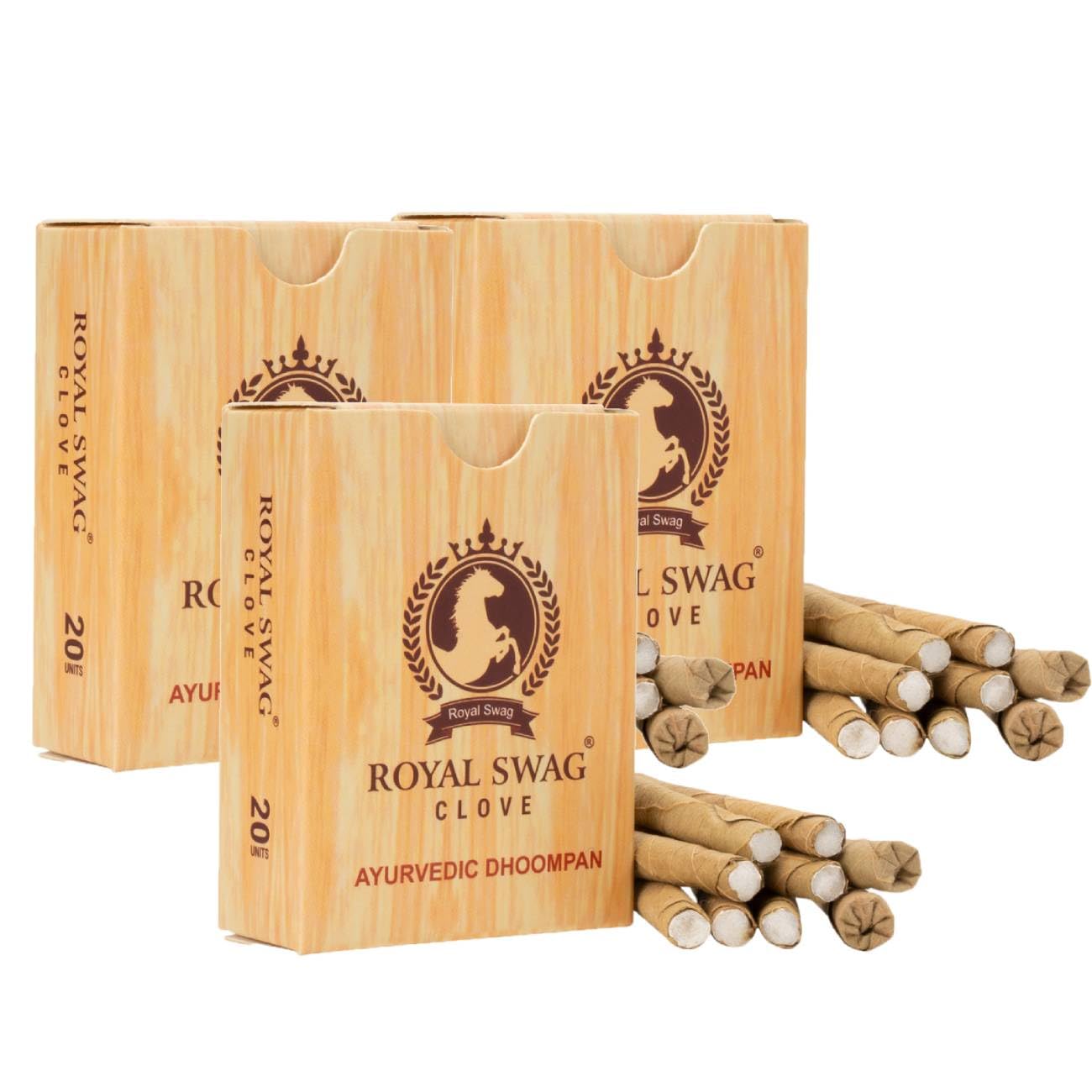 ROYAL SWAG Ayurvedic & Herbal Long Filtered Bidi Smoke (Pack of 3 X 20 Bidi Sticks Per Pack) with 12 ml Shot to Stop Nicotine Cr
