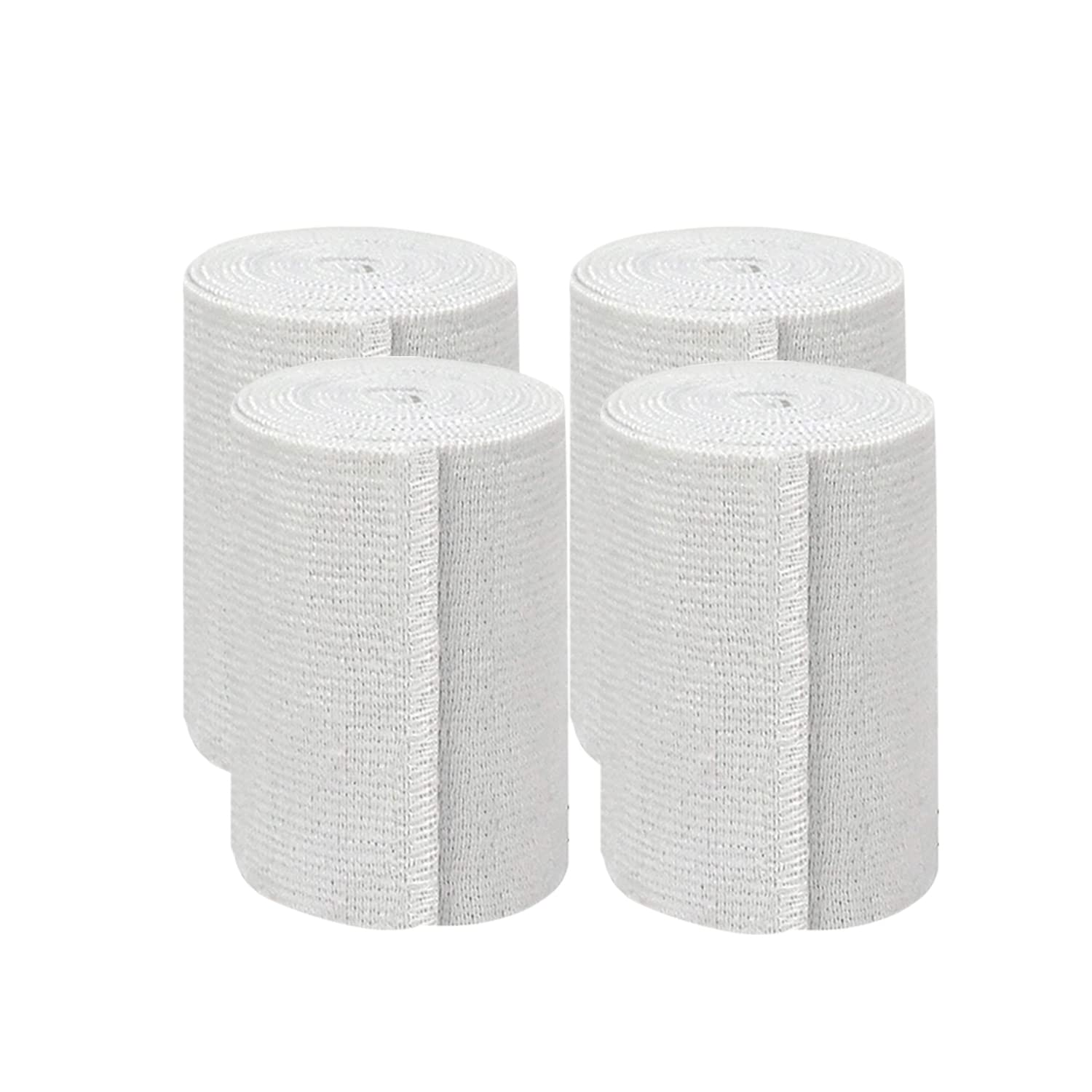 Nexskin 3 Letex Free Bandges - Comfort Elastic Bandage with Single Hook & Loop Closure - White, 4 Pack
