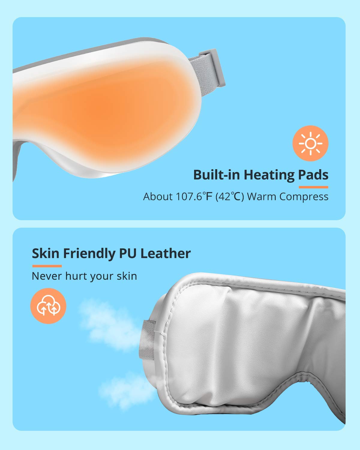 Eye Massager with Heat, Heated Eye Mask with Bluetooth Music, Face Massager, Eye Care Gift for Women, Eye Mask for Relax Eye, Re