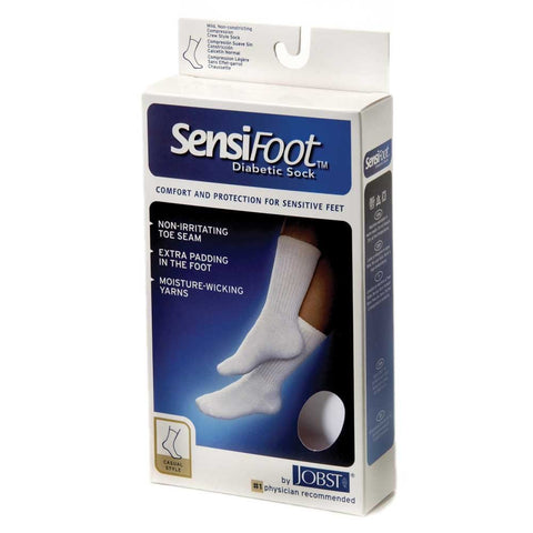 JOBST SensiFoot Diabetic Compression Socks 8-15 mmHg Knee High Closed Toe White Small