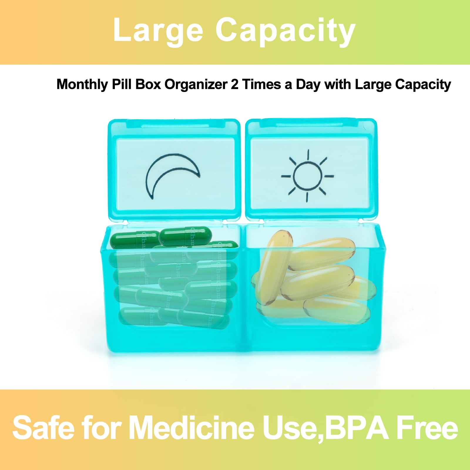 Monthly Pill Organizer 2 Times a Day,30 Day Pill Organizer 2 Times a Day,Pill Boxes and Organizer 2 Times a Day with Travel Case