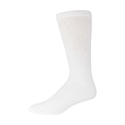 6 Pairs of Cotton Diabetic Non-Binding Neuropathy Crew Socks (White, Fits Mens shoe size 9-12/Womens shoe size 10-13)