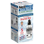 NeilMed Sinus Rinse Starter Kit with 5 Premixed Saline Packets - Large Volume Low Pressure Saline Nasal Irrigation & moisturizin
