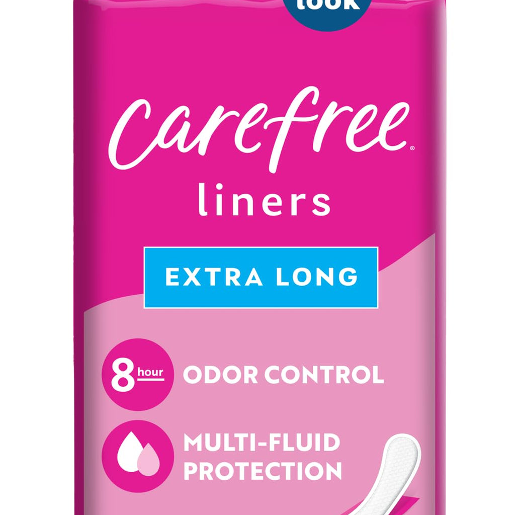 Carefree Panty Liners, Extra Long Liners, Wrapped, Unscented, 93ct (Packaging May Vary)